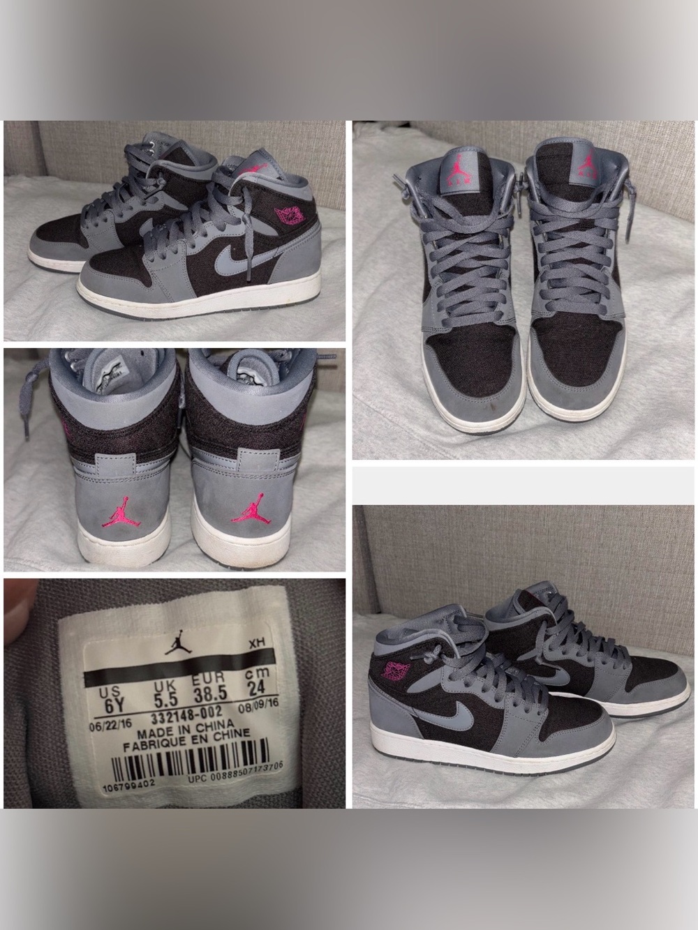 Jordan Mid Sneakers in Gray, Black and Pink